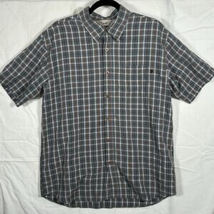 Men's O'neil Plaid Light Weight Shirt Sleeve Button Down Blue and Gray Size L